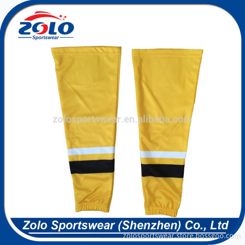 Custom sublimation black yellow striped hockey socks